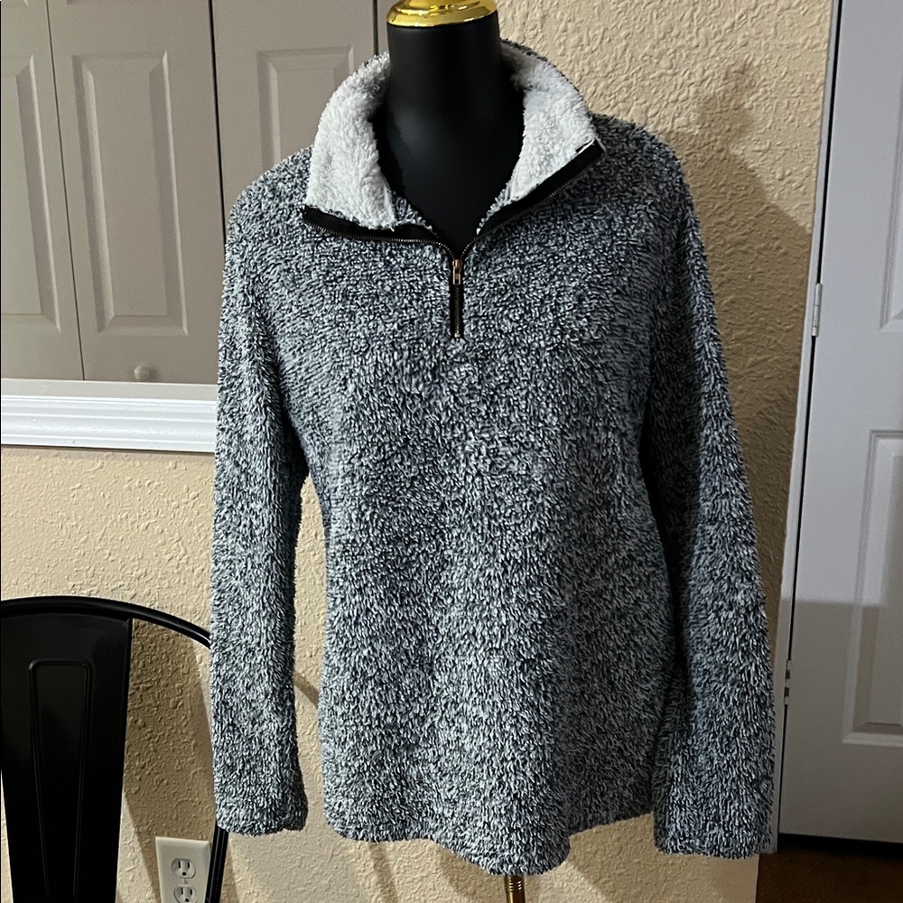 Women's Navy Half Zip-Up Sherpa Jacket